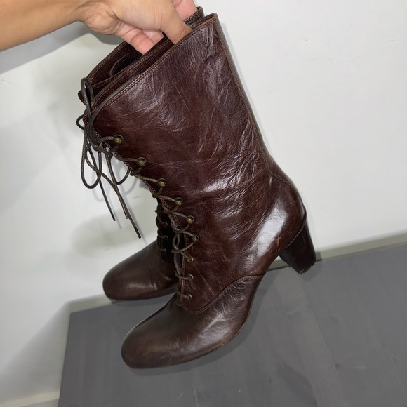 Gianni Barbato Women's  Leather Lace Up Boots Pointed Toe - Picture 6 of 12